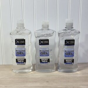 Xcess Styling Gel Sport Hold 10 Clear‎ All Day Hold 16 oz Hair Lot of 3